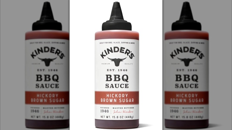 Squeezable bottle of Kinder's Hickory Brown Sugar BBQ Sauce