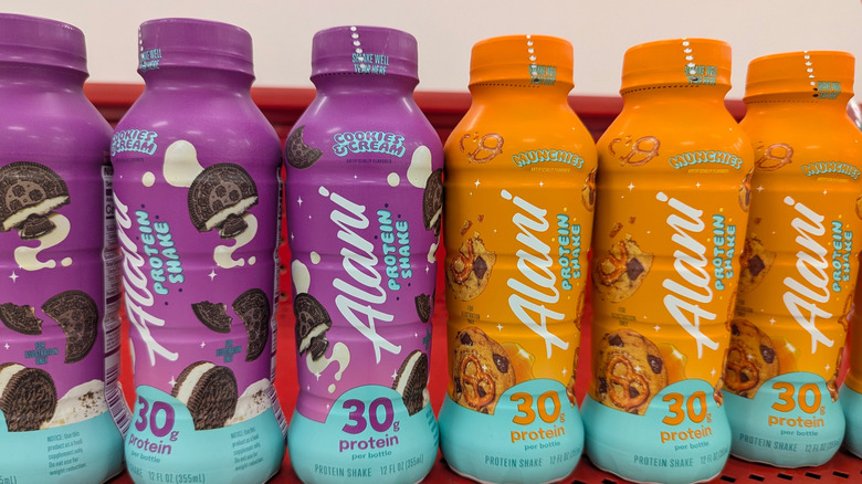 Alani Nu protein shakes on shelf