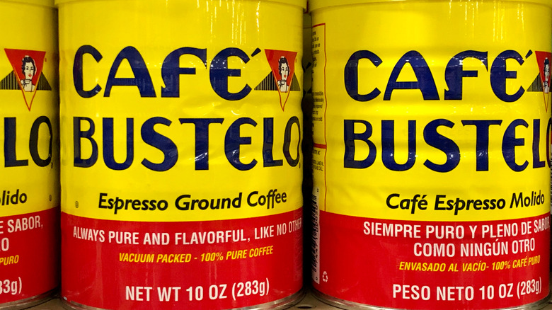 Cans of Cafe Bustelo coffee