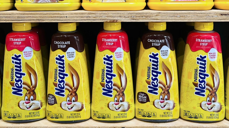 Nesquik syrup on store shelf