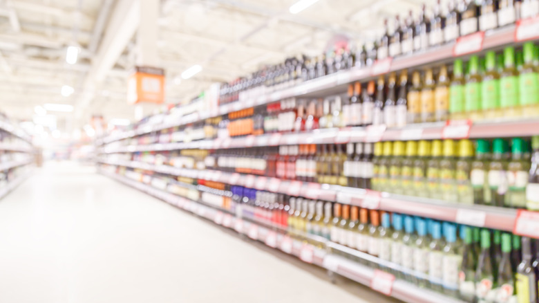 Blurred supermarket aisle