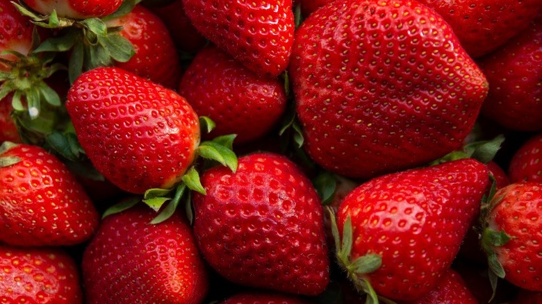 closeup of fresh strawberries