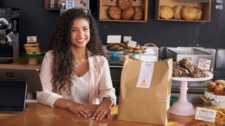 Restaurant owner with Grubhub to-go order