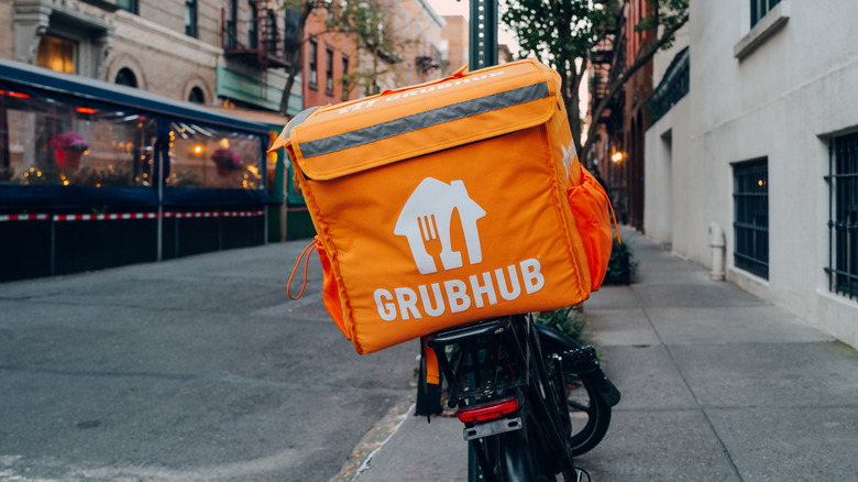 Grubhub delivery on a bike