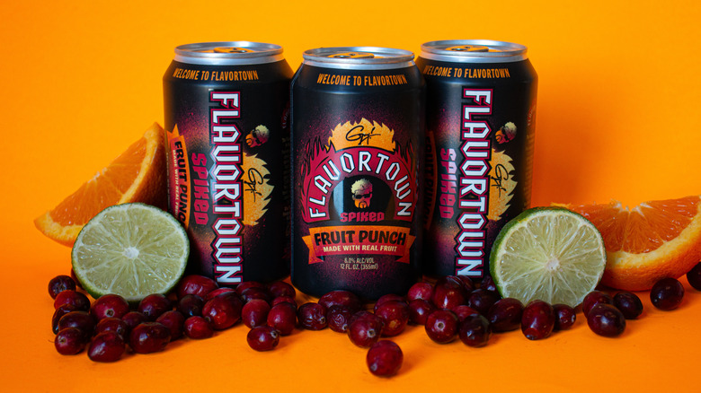 Flavortown Spiked Fruit Punch can surrounded by fruit