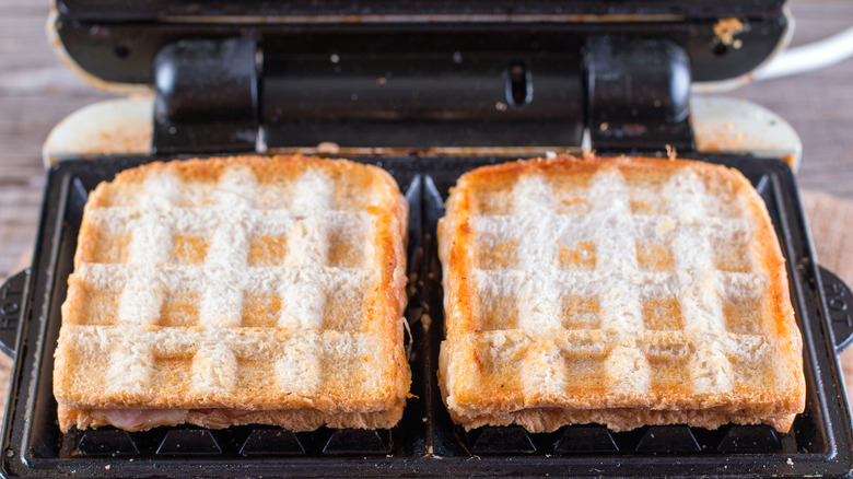 Grilled cheese in waffle iron