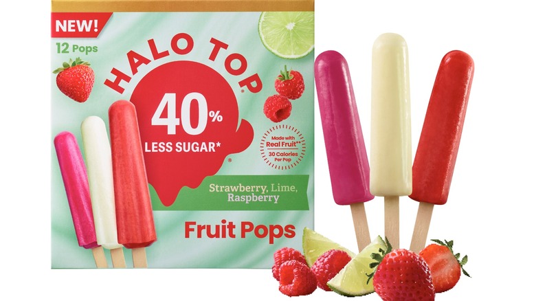 Box of Halo Top fruit pop variety flavors