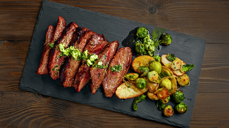 Hanger steak with Brussels sprouts