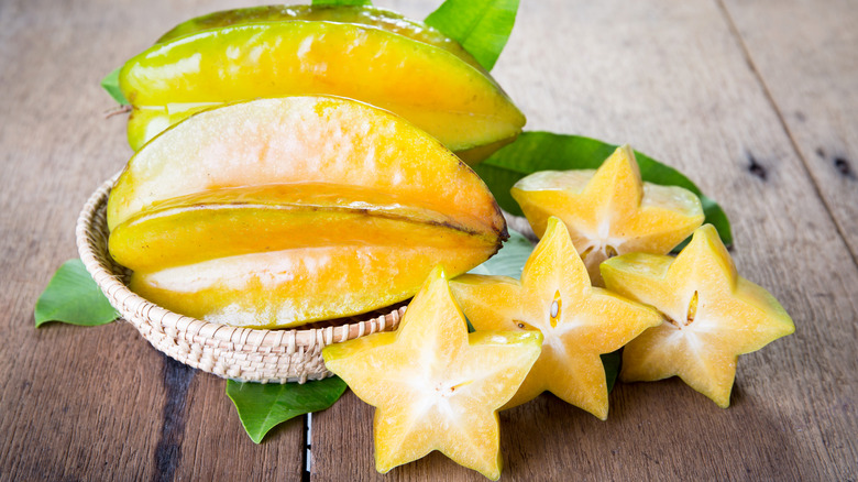 whole and sliced starfruit