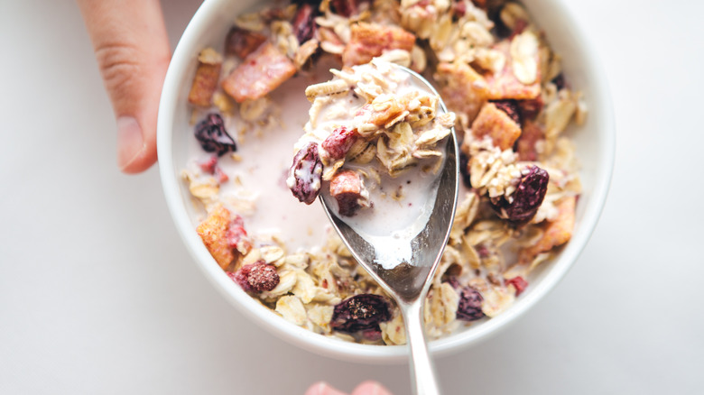Bowl of cereal with milk