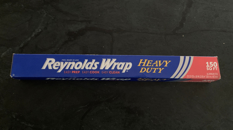 Heavy-duty Reynolds Wrap box on black surface