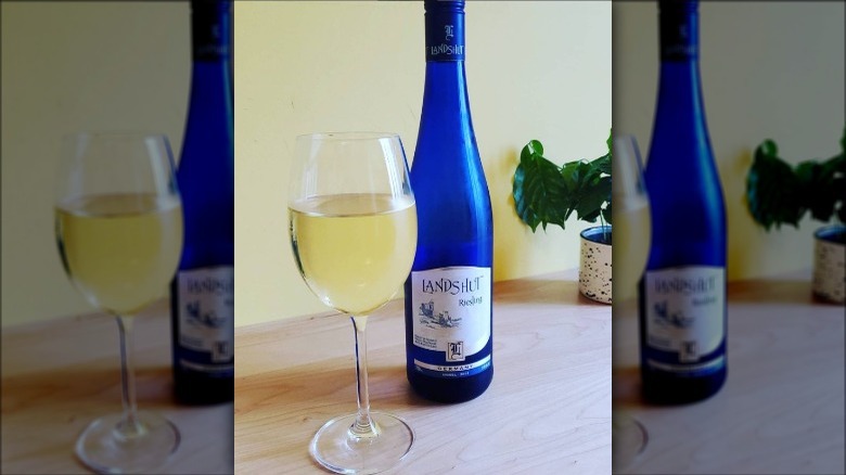 Bottle and glass of riesling