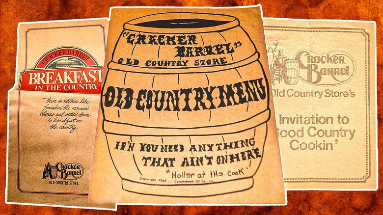 three old Cracker Barrel menus