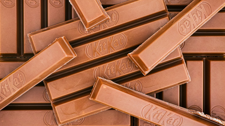 pile of unwrapped Kit Kats