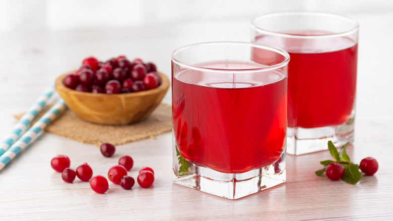 Glasses of cranberry juice