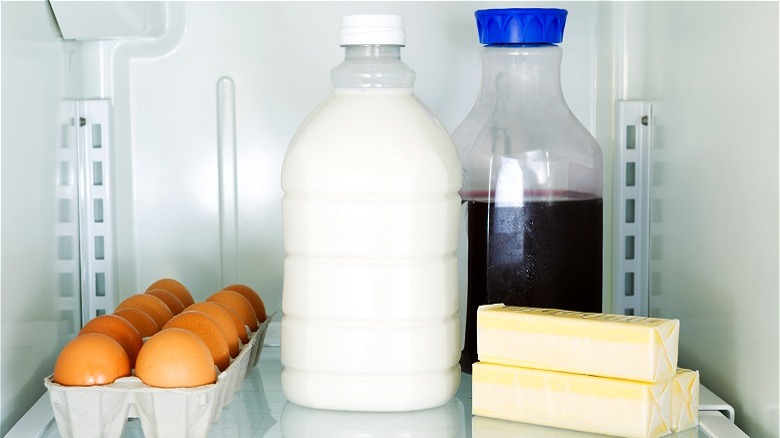 Sticks of butter in refrigerator 