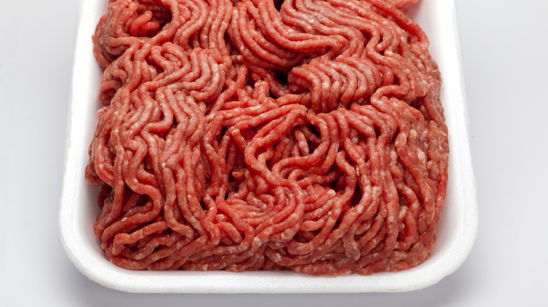 Ground beef in a container