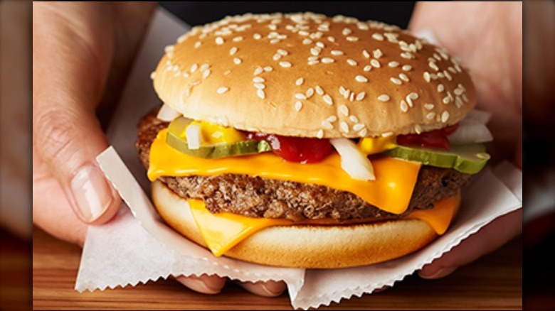 Close up of a McDonald's burger with cheese