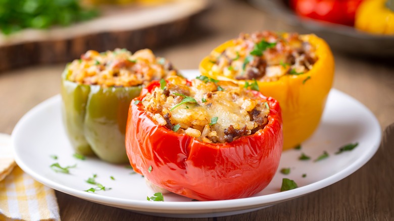 Stuffed peppers on plate