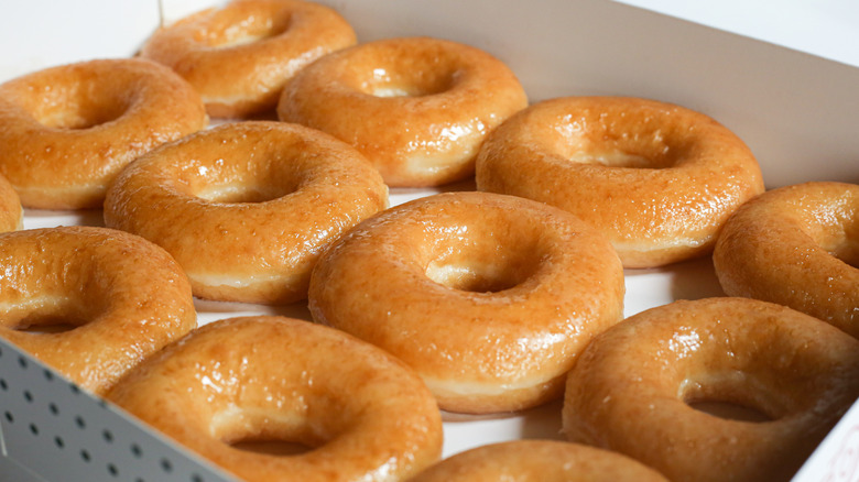 A box of original glazed donuts from Krispy Kreme 