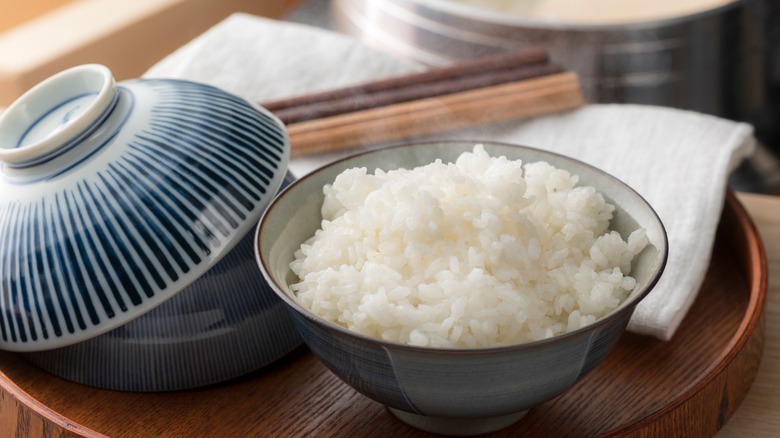 Steamed rice in bowl