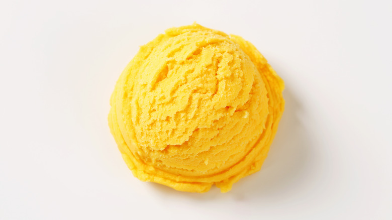 Scoop of yellow ice cream