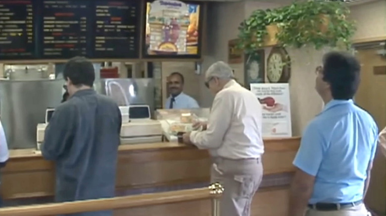 1980s Burger King interior with brown counter and all-text menu