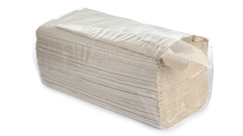 A stack of C-fold paper towels