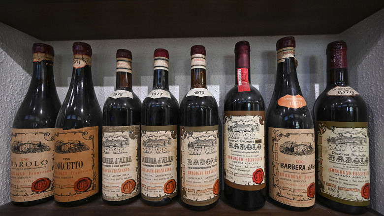 bottles of old Italian wine