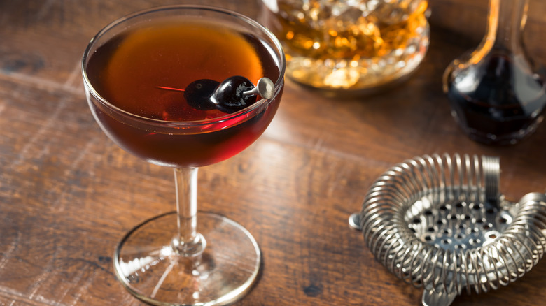 black Manhattan cocktail