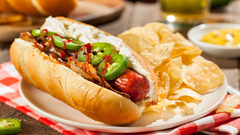 Seattle-style hot dog with cream cheese