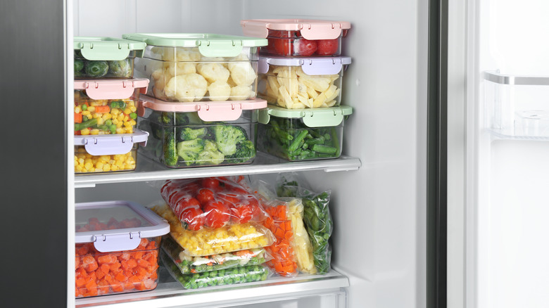 food in freezer containers