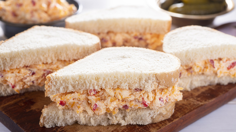 Pimento cheese sandwiches on board