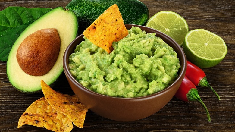 Guacamole and ingredients