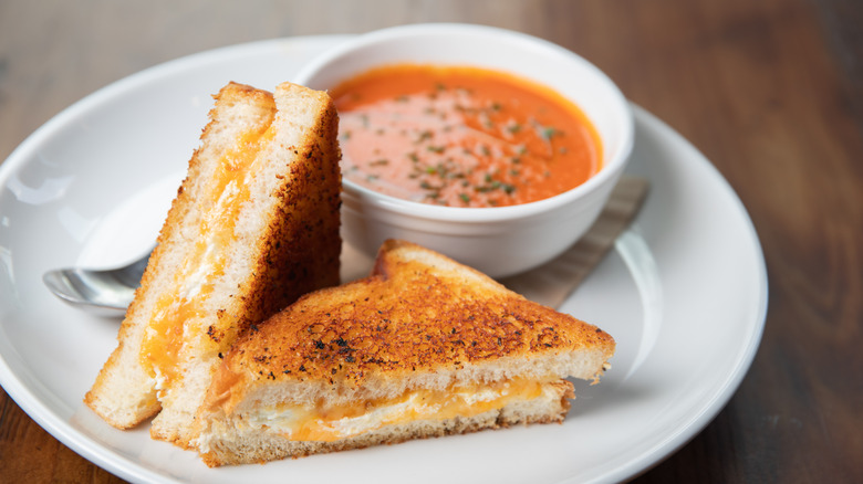 Grilled cheese with cup of tomato soup