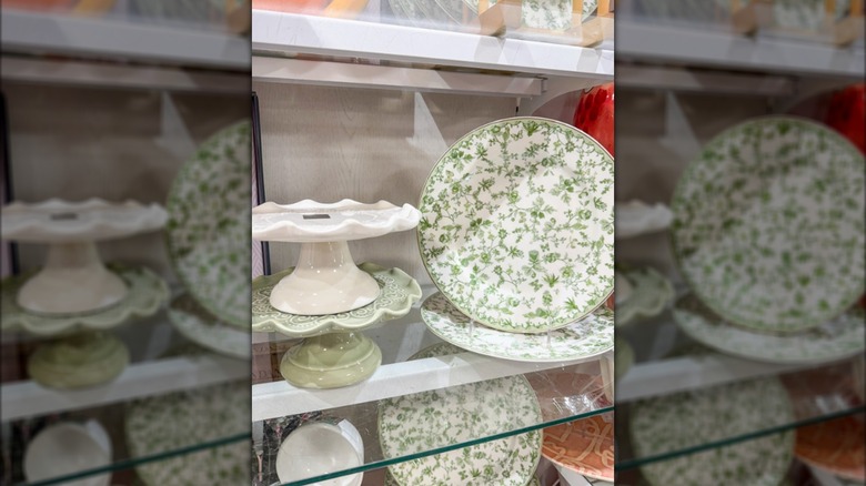 Patterned plate and cake tray in HomeGoods