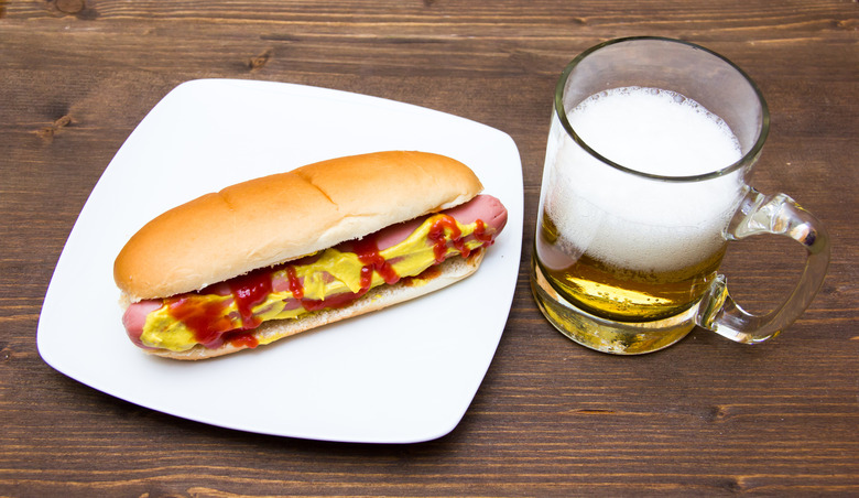 hot dog and beer