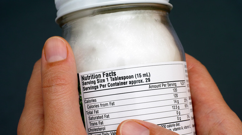 Nutrition facts label on jar