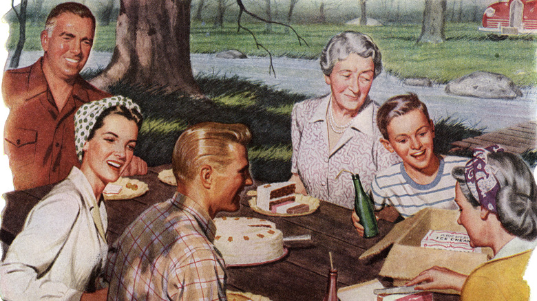 drawing of family at picnic