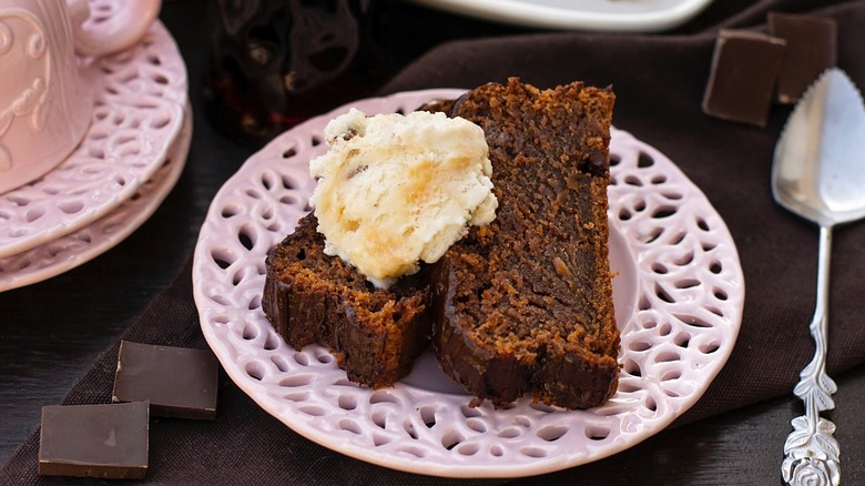 cola cake slice on plate