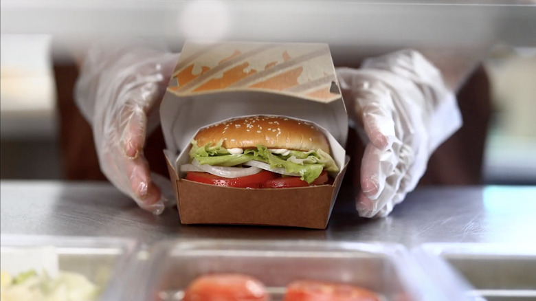 New and improved Whopper in clamshell box