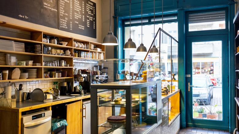 Interior of empty coffee shop