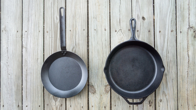 Cast iron and carbon steel pan