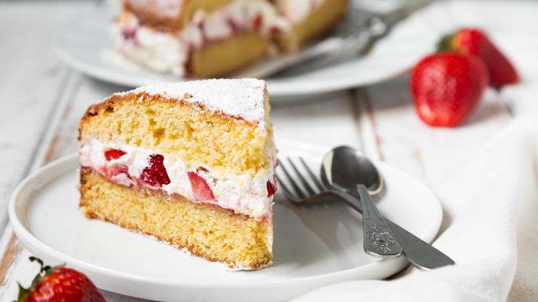 Victoria sponge cake on a plate