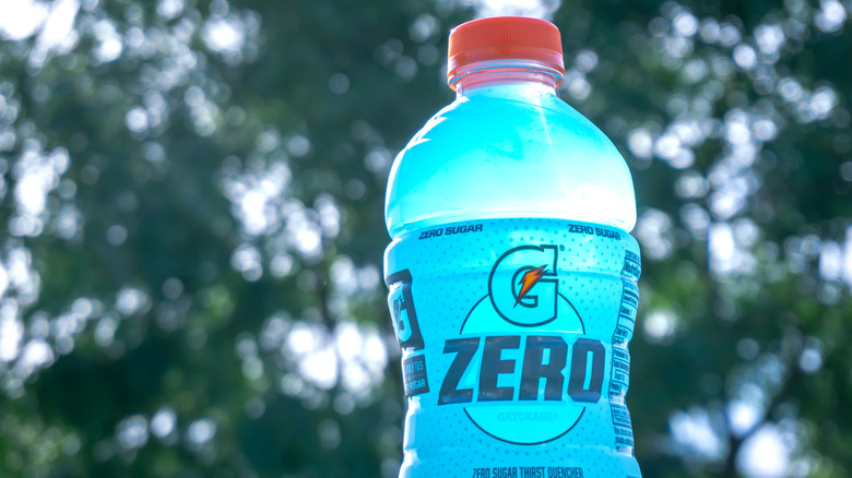 Bottle of blue Gatorade zero