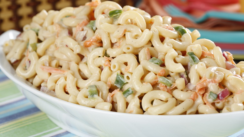 A bowl of macaroni salad