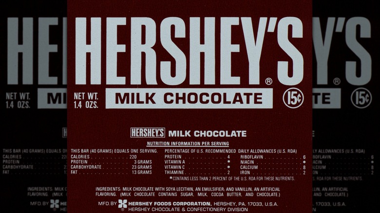 A 1973-1976 Hershey bar wrapper