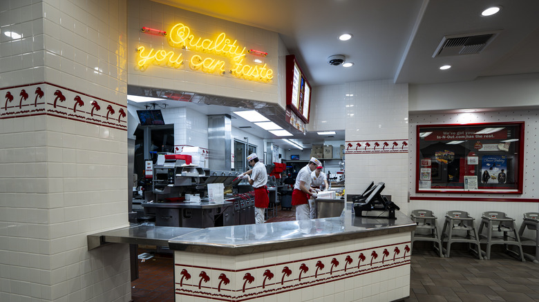 Interior of In N Out location with workers