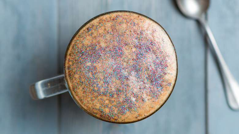 Cappuccino topped with edible glitter