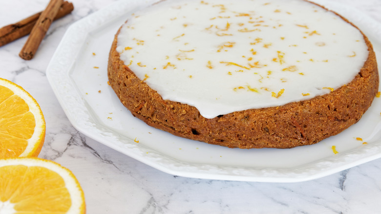 Vegan carrot cake with tofu frosting